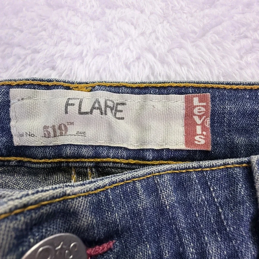 Vintage Levis 519 Flare Womens 13M (34x31)‎ Flare Boot Stretch Denim Jeans Y2K
